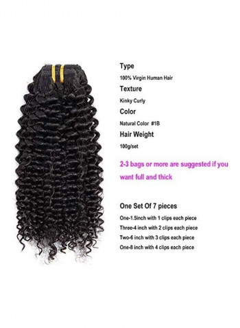 7-Piece Curly Clip-In Hair Extension Set Black 18inch