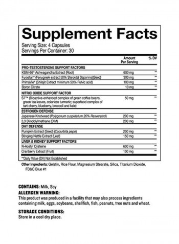 Super Test Maximum Testosterone Booster Dietary Supplement - 120 Capsules