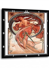 Alphonse Muchas Painting Dance Wall Clock Multicolour 15x15inch