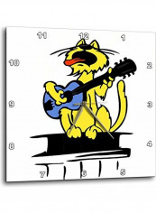 Cat Playing Guitar And Singing Wall Clock Multicolour 15x15inch