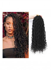 8-Piece Long Crochet Hair Extensions Black 18inch
