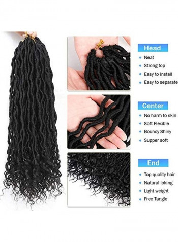 8-Piece Long Crochet Hair Extensions Black 18inch