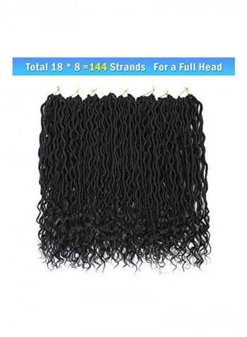 8-Piece Long Crochet Hair Extensions Black 18inch