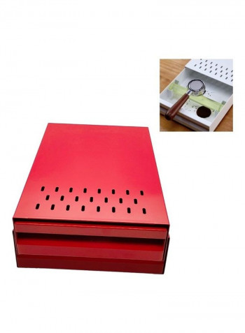 Drawer Type Coffee Grounds Box Red 37x27x10cm