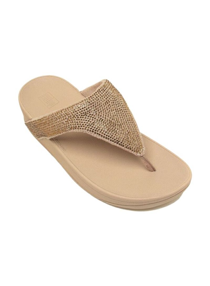 Lottie Shimmercrystal Toe-Thong Sandals Beige/Gold