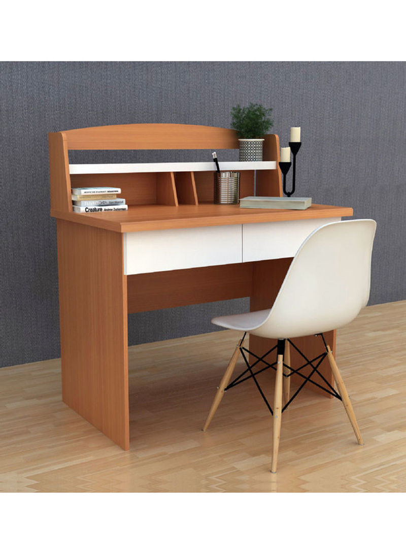 Scarlet Study Desk with Chair White/Brown