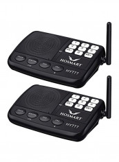 2-Piece 7-Channel Security Wireless Intercom System Black