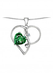 Heart Shaped Simulated Emerald Knotted Pendant Necklace
