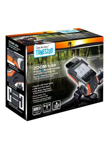 Zoom Tube Bicycle Bluetooth Speaker Phone Mount And Headlights 19.69cm