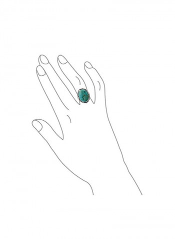 925 Sterling Silver Turquoise Moonstone Studded Ring