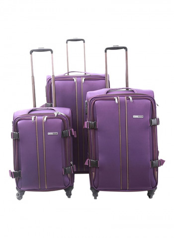 Softside 3 Piece Luggage Trolley Set Purple