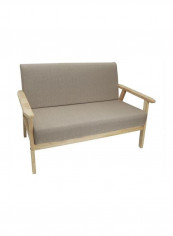Wooden Armchair Couch Modern 2 Seater Sofa Beige/Grey