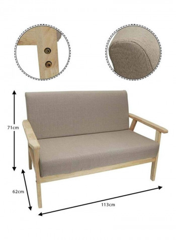 Wooden Armchair Couch Modern 2 Seater Sofa Beige/Grey