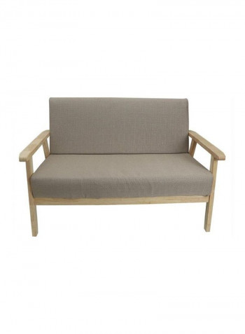 Wooden Armchair Couch Modern 2 Seater Sofa Beige/Grey