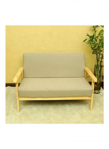 Wooden Armchair Couch Modern 2 Seater Sofa Beige/Grey