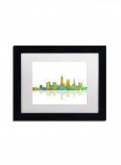 Cleveland Ohio Skyline Framed Wall Art multicolour 11 x 14inch