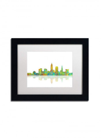 Cleveland Ohio Skyline Framed Wall Art multicolour 11 x 14inch
