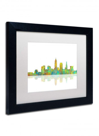 Cleveland Ohio Skyline Framed Wall Art multicolour 11 x 14inch