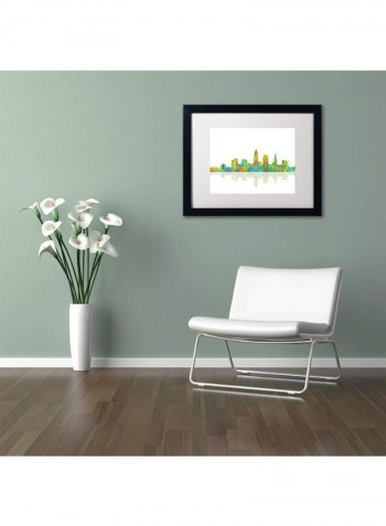 Cleveland Ohio Skyline Framed Wall Art multicolour 11 x 14inch