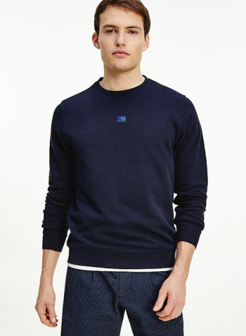 Crest Detail Sweatshirt Blue