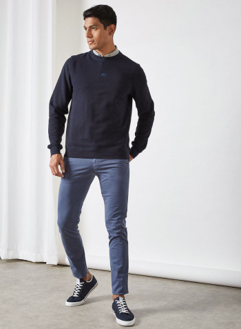 Crest Detail Sweatshirt Blue