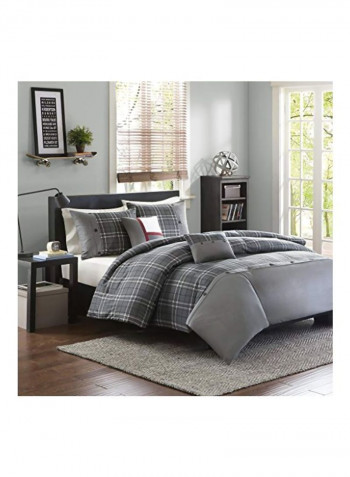 5-Piece Duvet Cover Set Polyester Grey/White