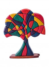 Tree Of Life Sculpture Pink/Blue/Green 6.5x8x2inch