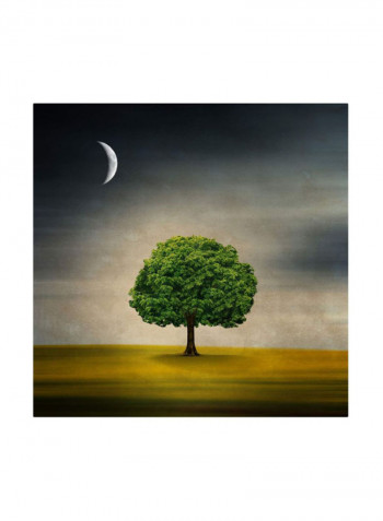 Under The Moon Canvas Wall Art Green/Black 18 x 18inch