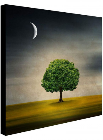 Under The Moon Canvas Wall Art Green/Black 18 x 18inch