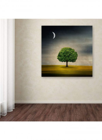 Under The Moon Canvas Wall Art Green/Black 18 x 18inch