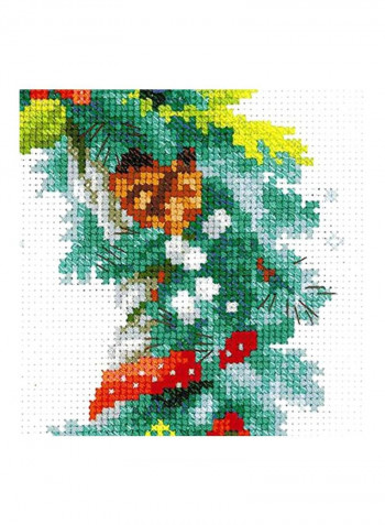 14-Piece Wreath With Spruce Cross Stitch Kit Aqua/Yellow/Red