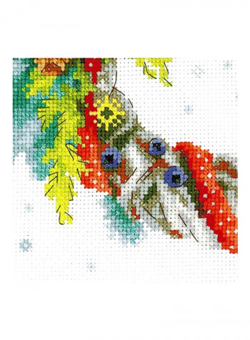 14-Piece Wreath With Spruce Cross Stitch Kit Aqua/Yellow/Red
