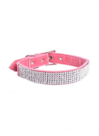 Adjustable Dog Collar Pink/Clear 1x20x0.2inch