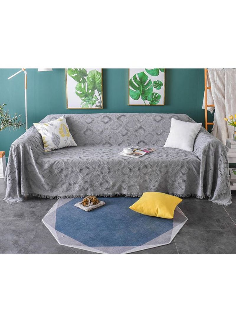 Simple Solid Blanket Sofa Slipcover Grey 230X340centimeter