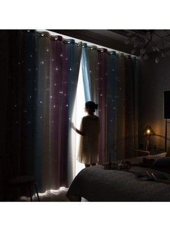 2-Piece Star Blackout Curtains Multicolour