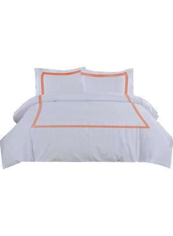 3-Piece Duvet Set Cotton White 86 x 90inch