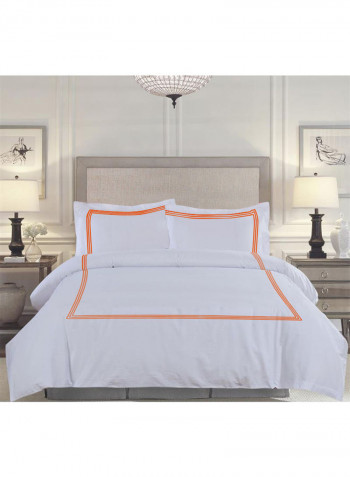 3-Piece Duvet Set Cotton White 86 x 90inch