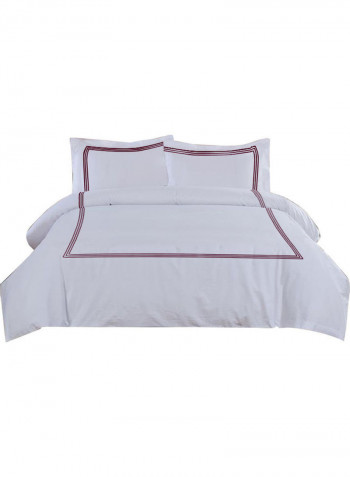 3-Piece Duvet Cover Set Cotton White 53 x 78inch