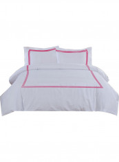 3-Piece Duvet Cover Set Cotton White/Pink 53 X  78inch