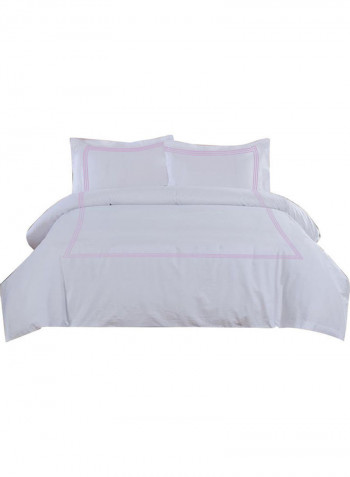 3-Piece Duvet Cover Set Cotton White/Pink 78 X  78inch