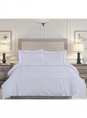 3-Piece Duvet Cover Set Cotton White/Pink 86 X  90inch