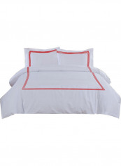 3-Piece Duvet Cover Set Cotton White/Red 86 X  90inch