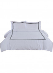 3-Piece Duvet Cover Set Cotton White/Black 53 x 78inch
