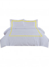 3-Piece Duvet Cover Set Cotton White/Yellow 86 x 90inch