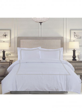 3-Piece Duvet Set Cotton White 78 x 78inch