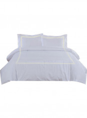3-Piece Duvet Cover Set Cotton Light Blue/White 114 x 96inch