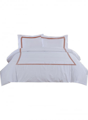 3-Piece Duvet Cover Set Cotton White 102 x 86inch
