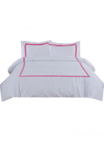 3-Piece Duvet Cover Set Cotton White/Pink 78 x 78inch