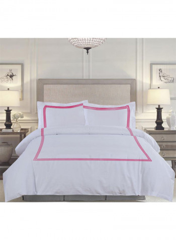3-Piece Duvet Cover Set Cotton White/Pink 78 x 78inch