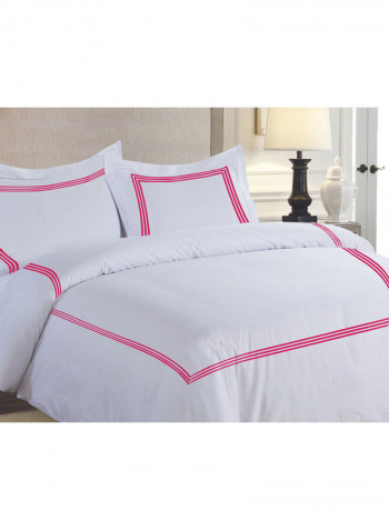 3-Piece Duvet Cover Set Cotton White/Pink 78 x 78inch